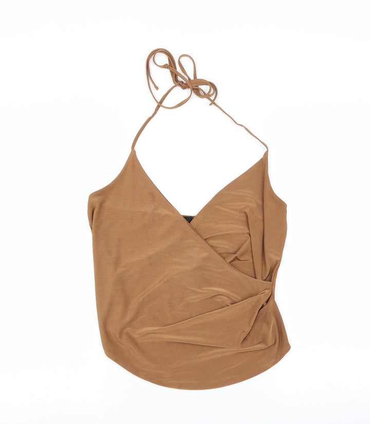 Missguided Womens Brown Basic Blouse Size 8