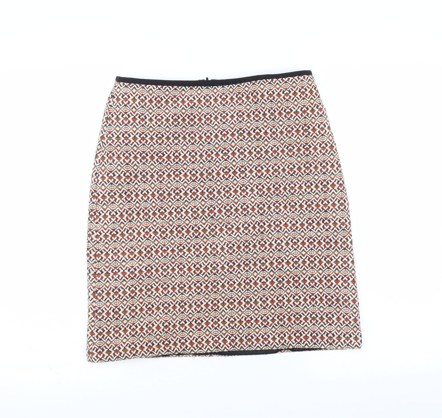 Marks and Spencer Womens Orange Geometric  A-Line Skirt Size 10
