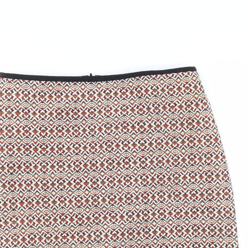 Marks and Spencer Womens Orange Geometric  A-Line Skirt Size 10
