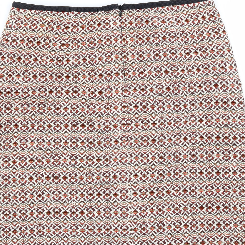 Marks and Spencer Womens Orange Geometric  A-Line Skirt Size 10
