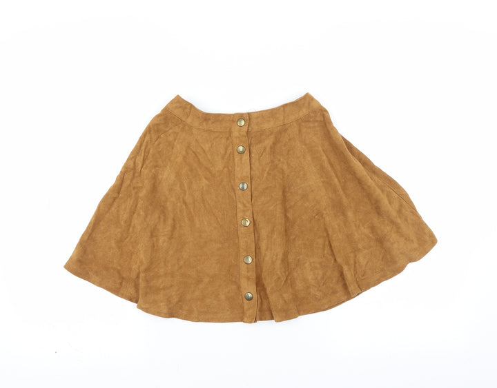New Look Womens Beige A-Line Skirt Size 4 - button front