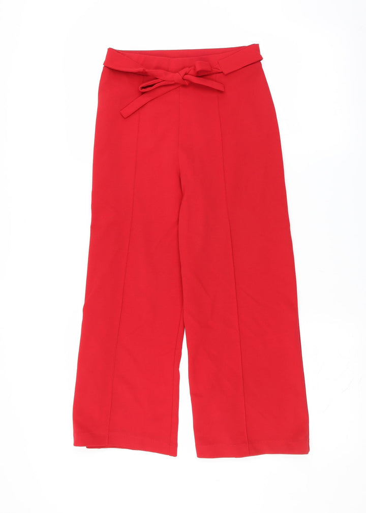 Miss Selfridge Womens Red Trousers Size 6 L22 in - cropped tie waist