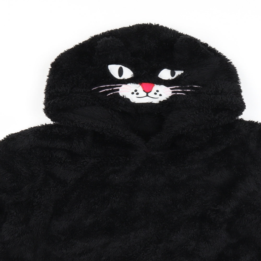 George Womens Black Solid  Top Pyjama Top Size 12  - cat hood