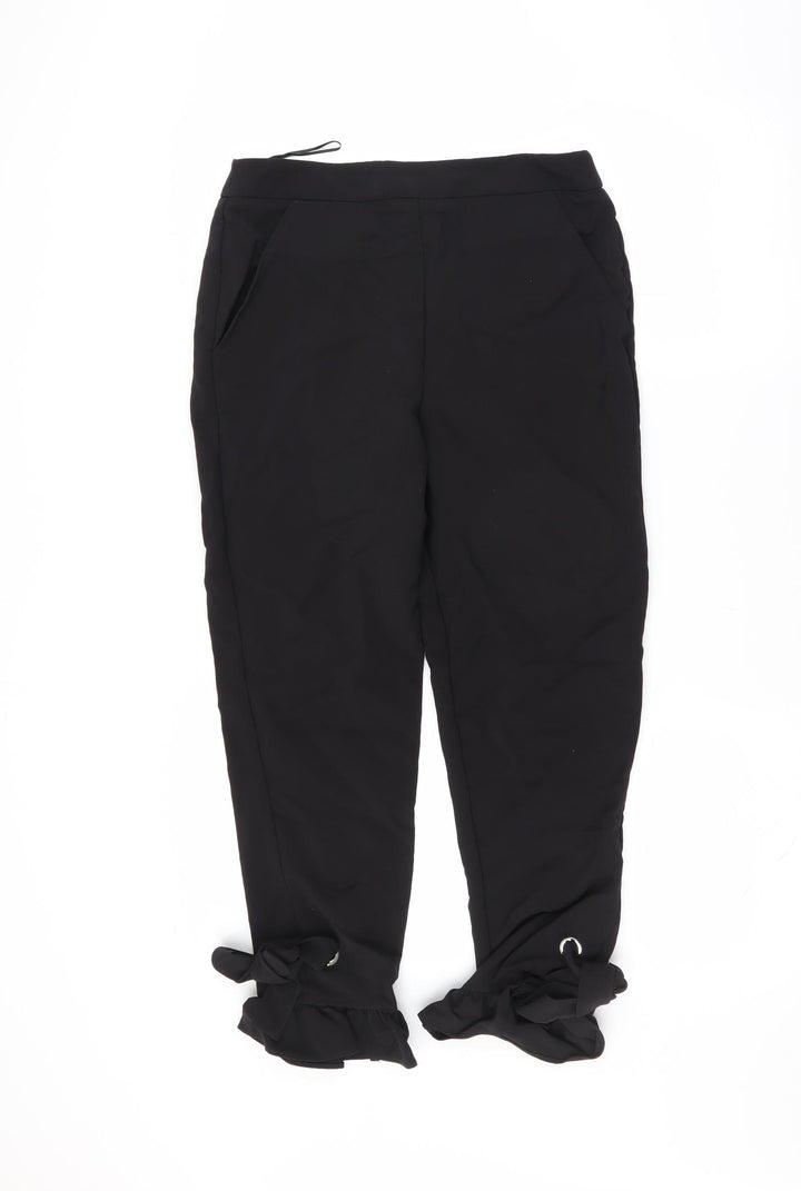 Sainsburys Womens Black Trousers Size 10 L24 in - ruffle leg detail