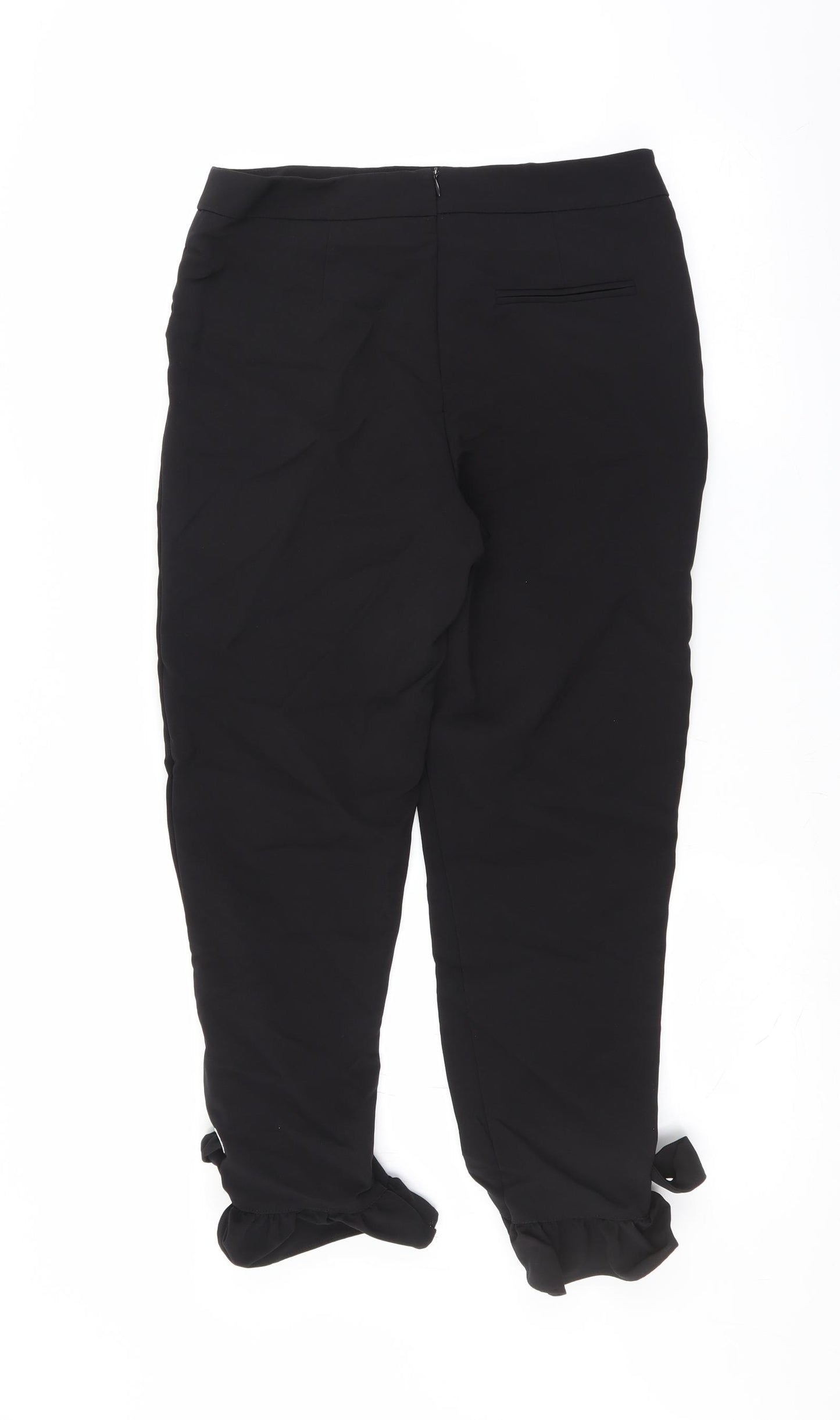Sainsburys Womens Black   Trousers  Size 10 L24 in - ruffle leg detail