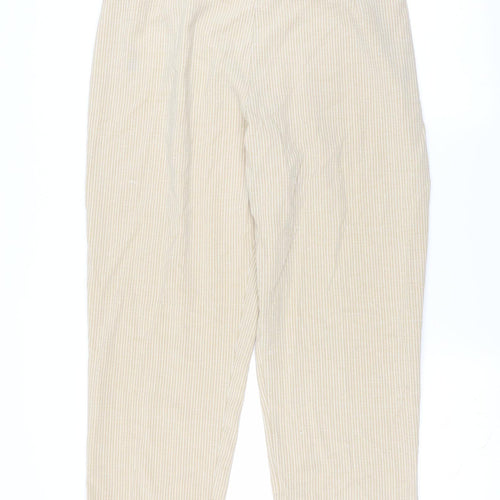 Marks and Spencer Womens Beige Striped  Trousers  Size 18 L27 in