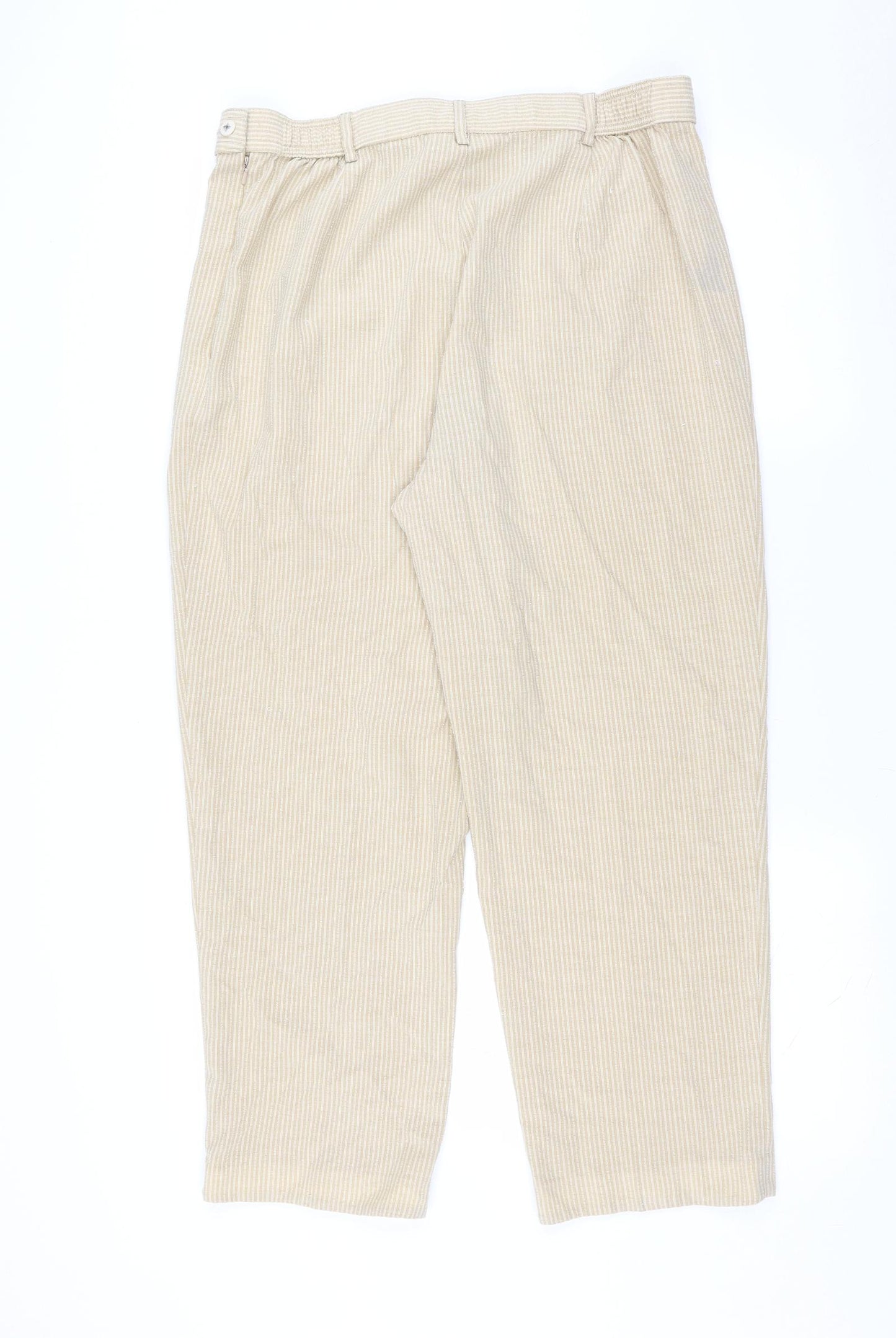 Marks and Spencer Womens Beige Striped  Trousers  Size 18 L27 in