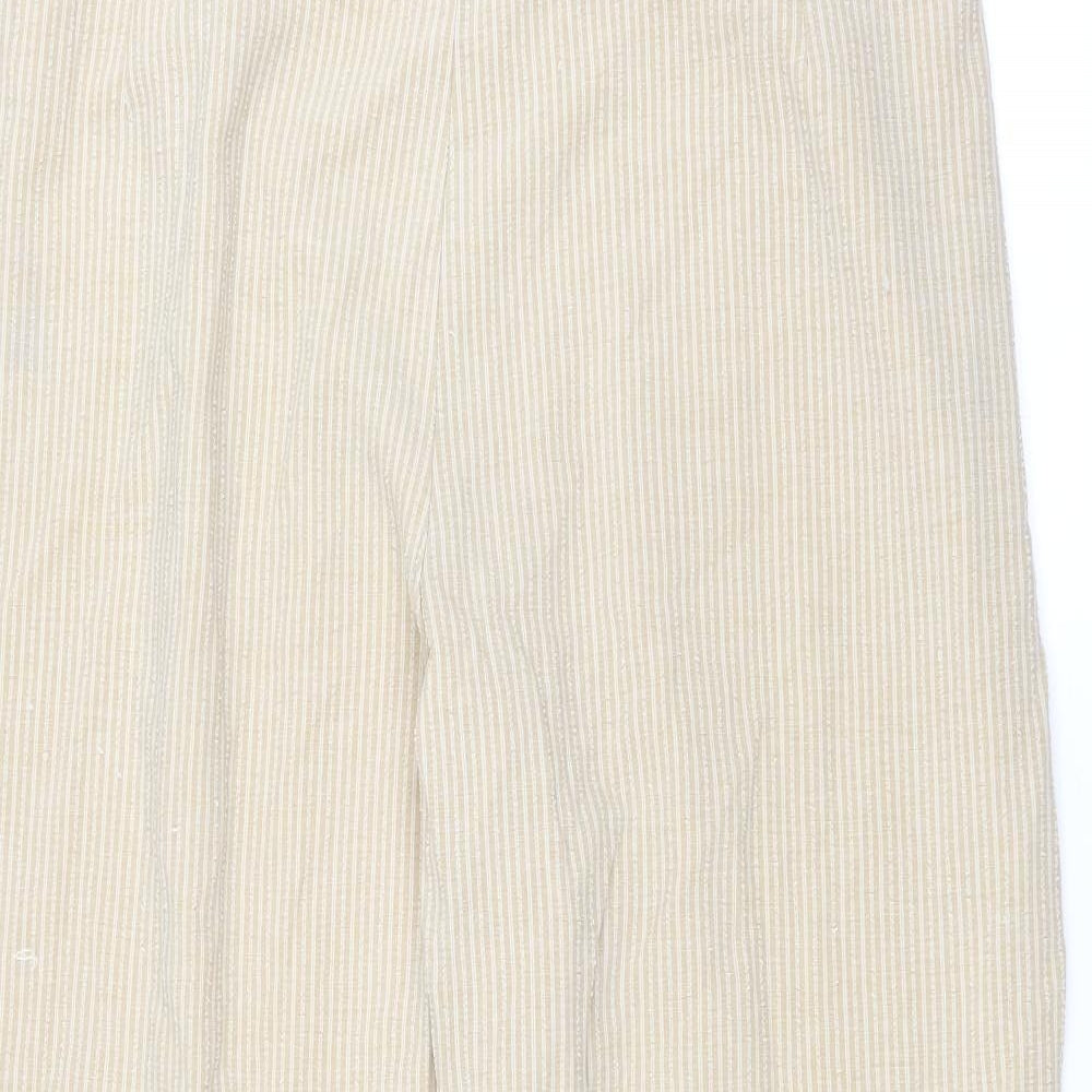 Marks and Spencer Womens Beige Striped  Trousers  Size 18 L27 in