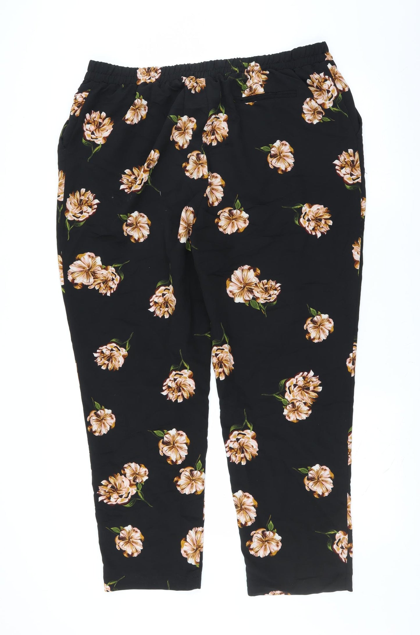 Primark Womens Black Floral  Trousers  Size 20 L28 in