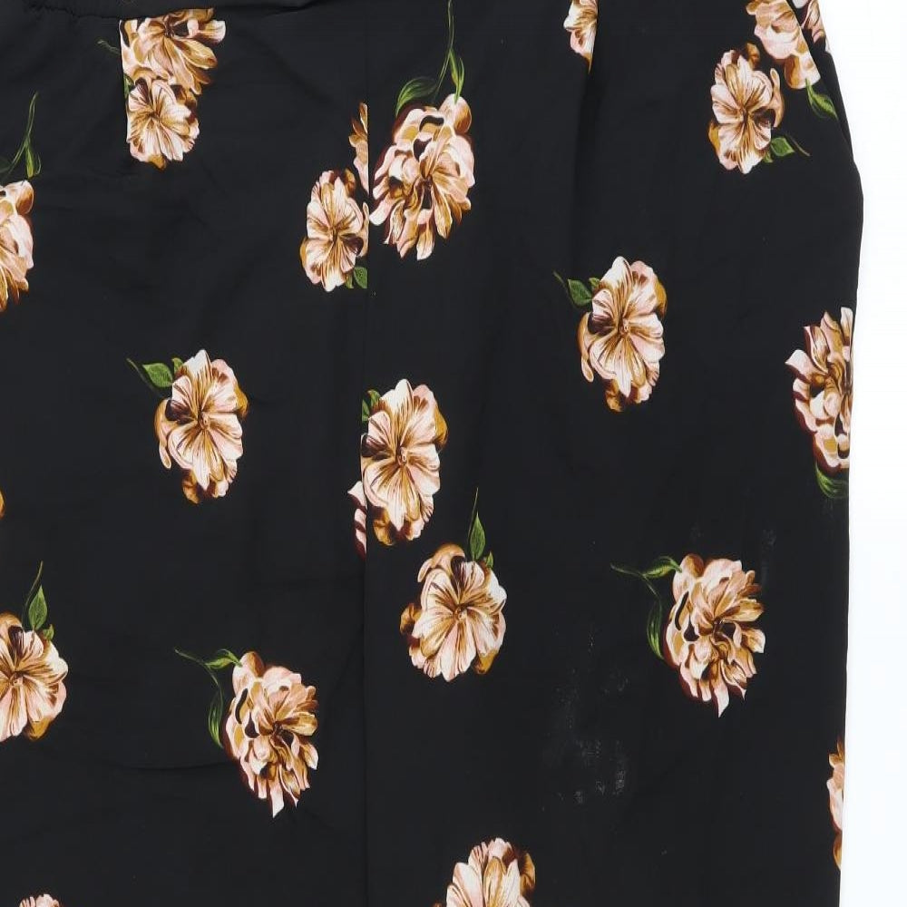 Primark Womens Black Floral  Trousers  Size 20 L28 in
