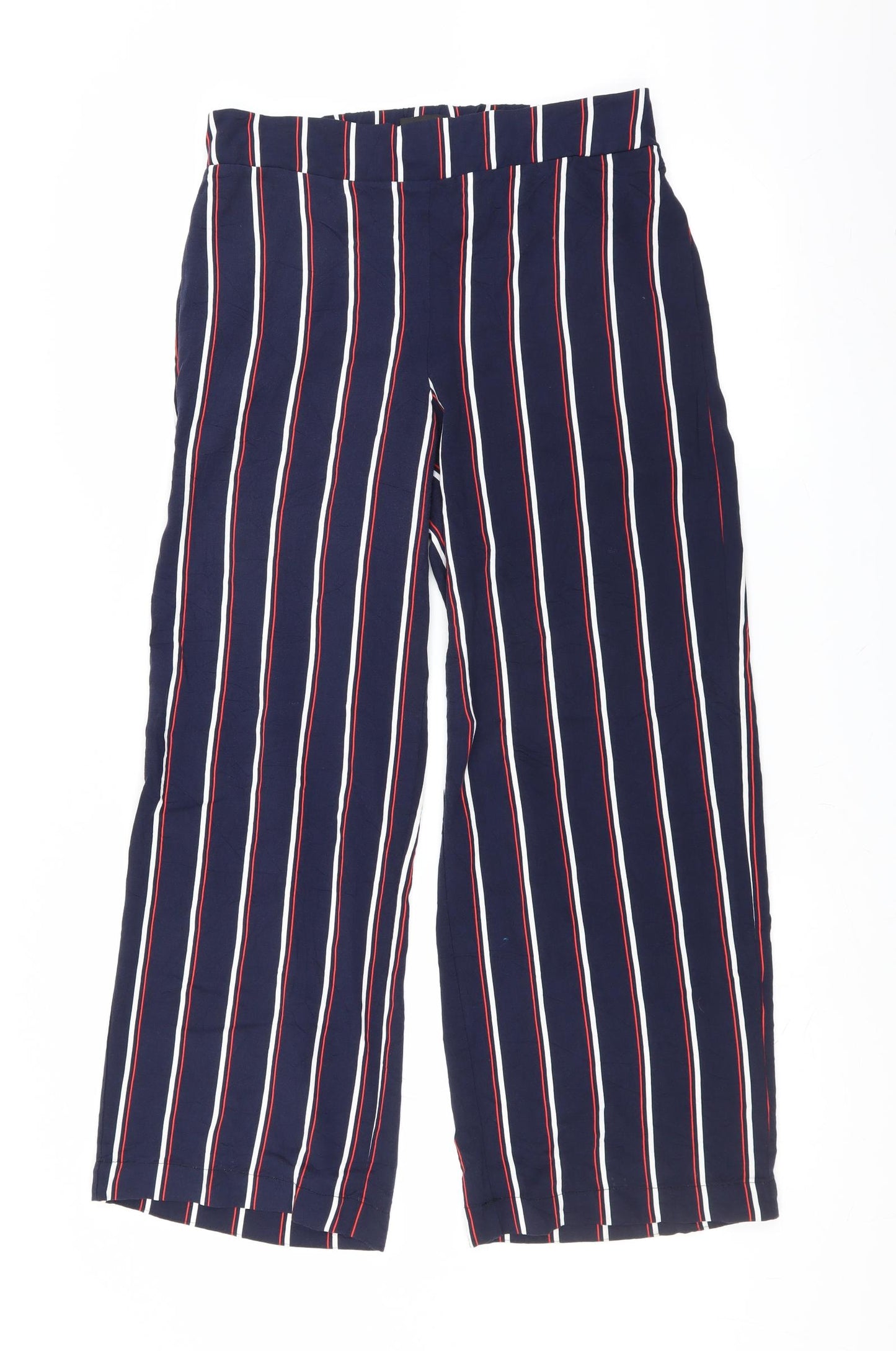 NEXT Womens Blue Striped  Trousers  Size 14 L28 in - wide leg