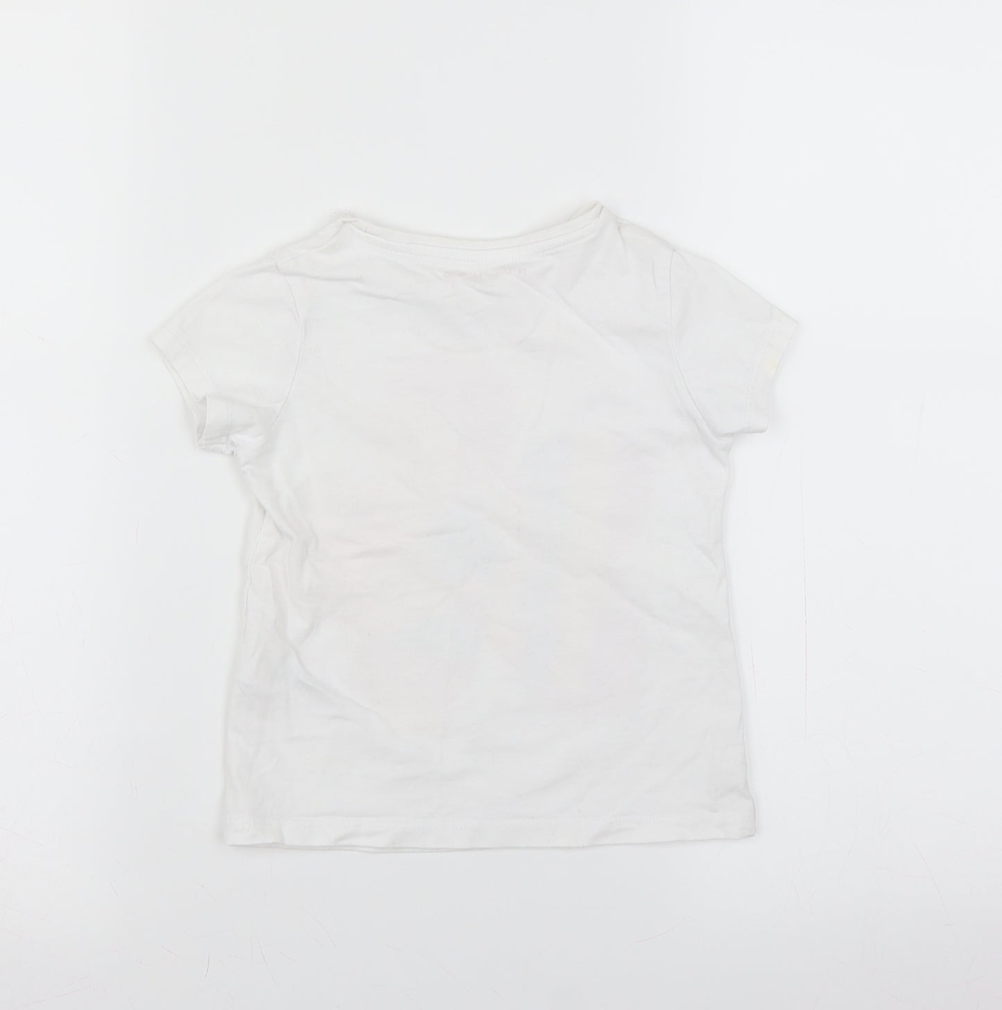 Nutmeg Girls White   Basic T-Shirt Size 3-4 Years  - flower print