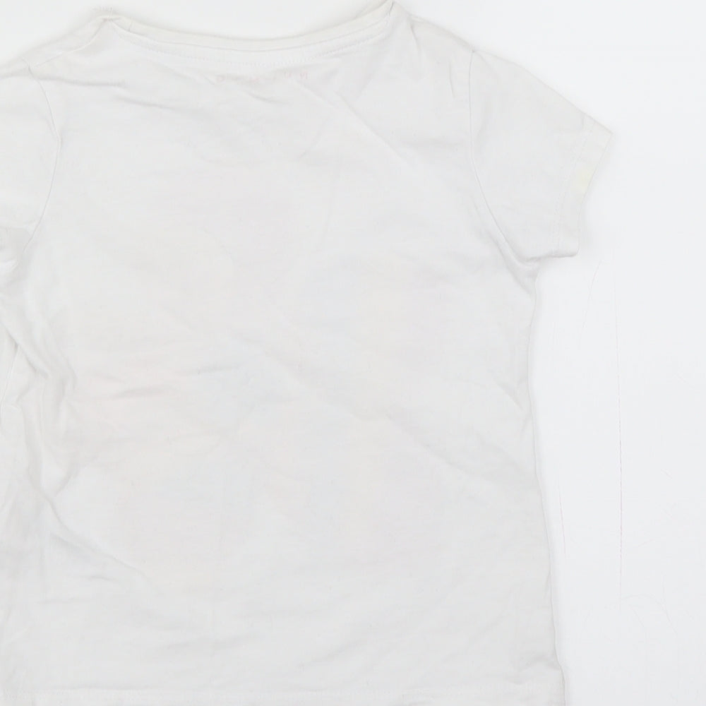 Nutmeg Girls White   Basic T-Shirt Size 3-4 Years  - flower print