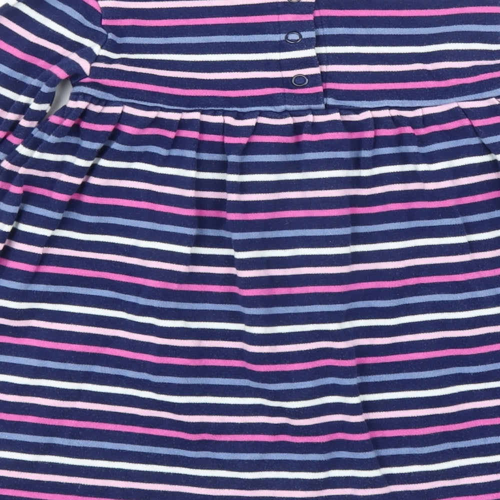 JoJo Maman Bébé Girls Blue Striped  Fit & Flare  Size 2-3 Years