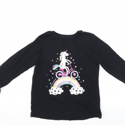 George Girls Black   Basic T-Shirt Size 18-24 Months  - unicorn rainbow