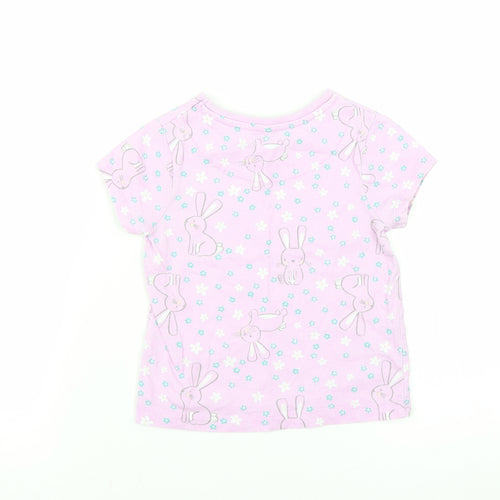 George Girls Purple   Basic T-Shirt Size 2-3 Years  - rabbits