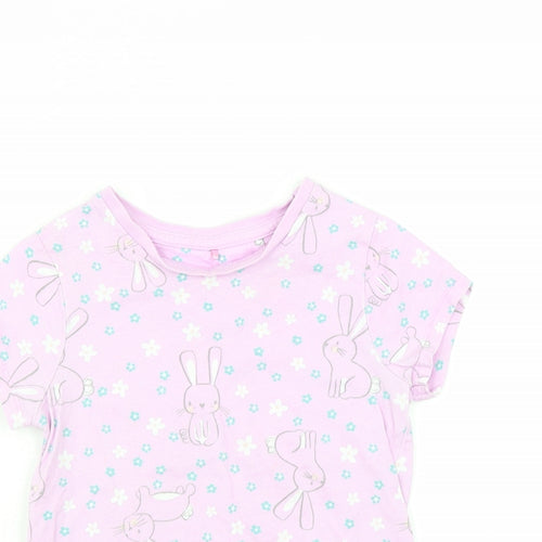 George Girls Purple   Basic T-Shirt Size 2-3 Years  - rabbits