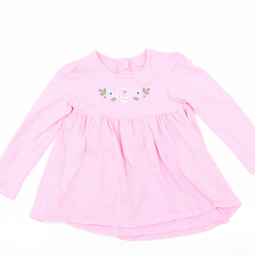 Little Me Girls Pink Striped  Fit & Flare  Size 4 Years  - Floral embroidery
