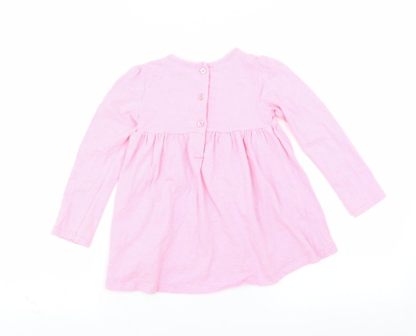 Little Me Girls Pink Striped  Fit & Flare  Size 4 Years  - Floral embroidery