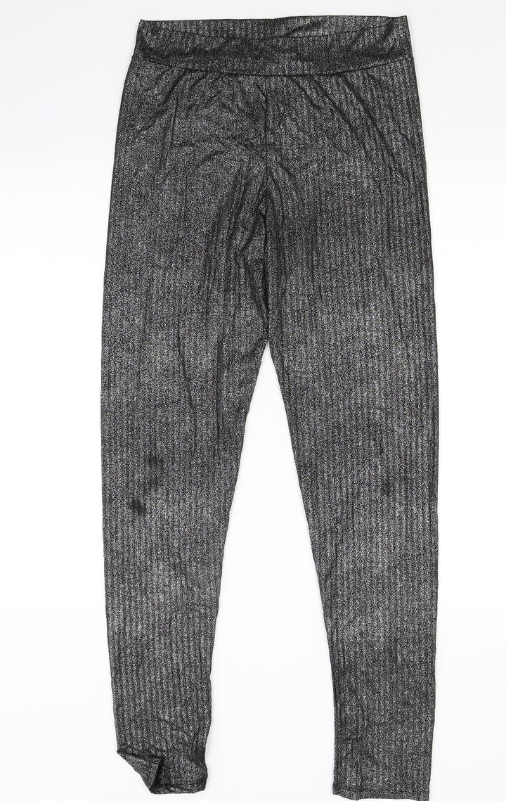 PRETTYLITTLETHING Womens Silver Jogger Leggings Size 12 L28 in
