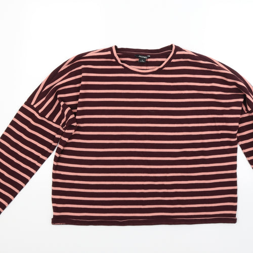 Monki Womens Red Striped Jacquard Pullover Sweatshirt Size M
