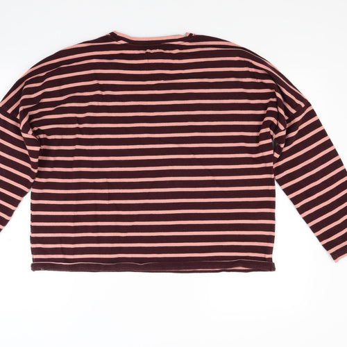 Monki Womens Red Striped Jacquard Pullover Sweatshirt Size M