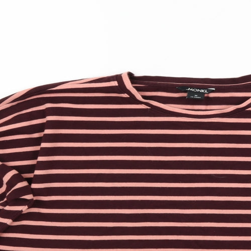 Monki Womens Red Striped Jacquard Pullover Sweatshirt Size M
