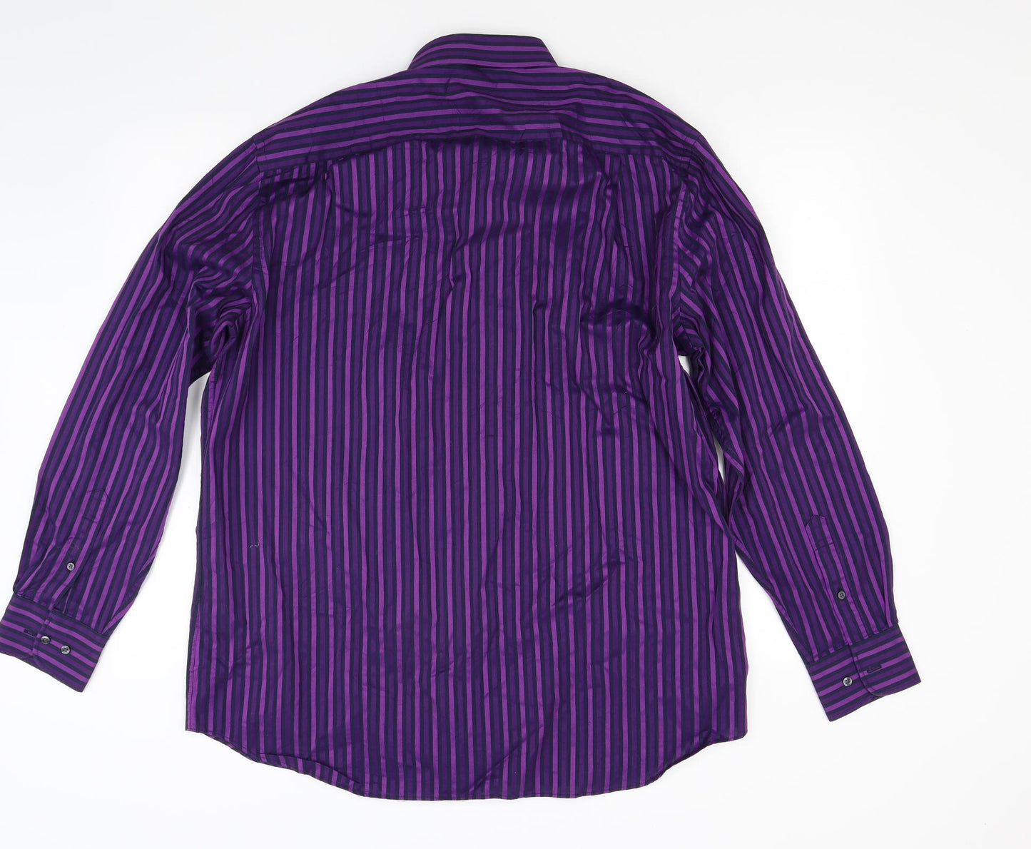 Thomas Nash Mens Purple Striped   Dress Shirt Size 17