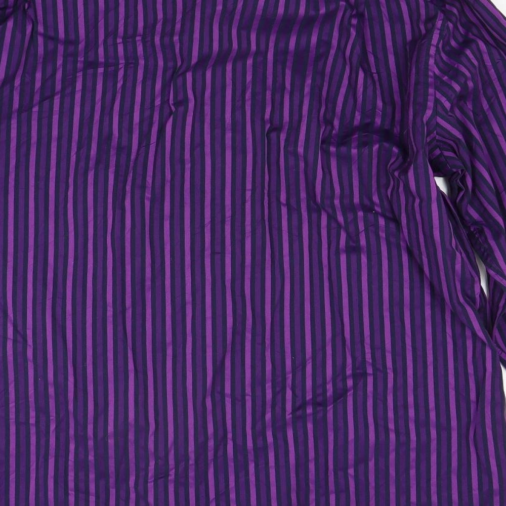 Thomas Nash Mens Purple Striped   Dress Shirt Size 17