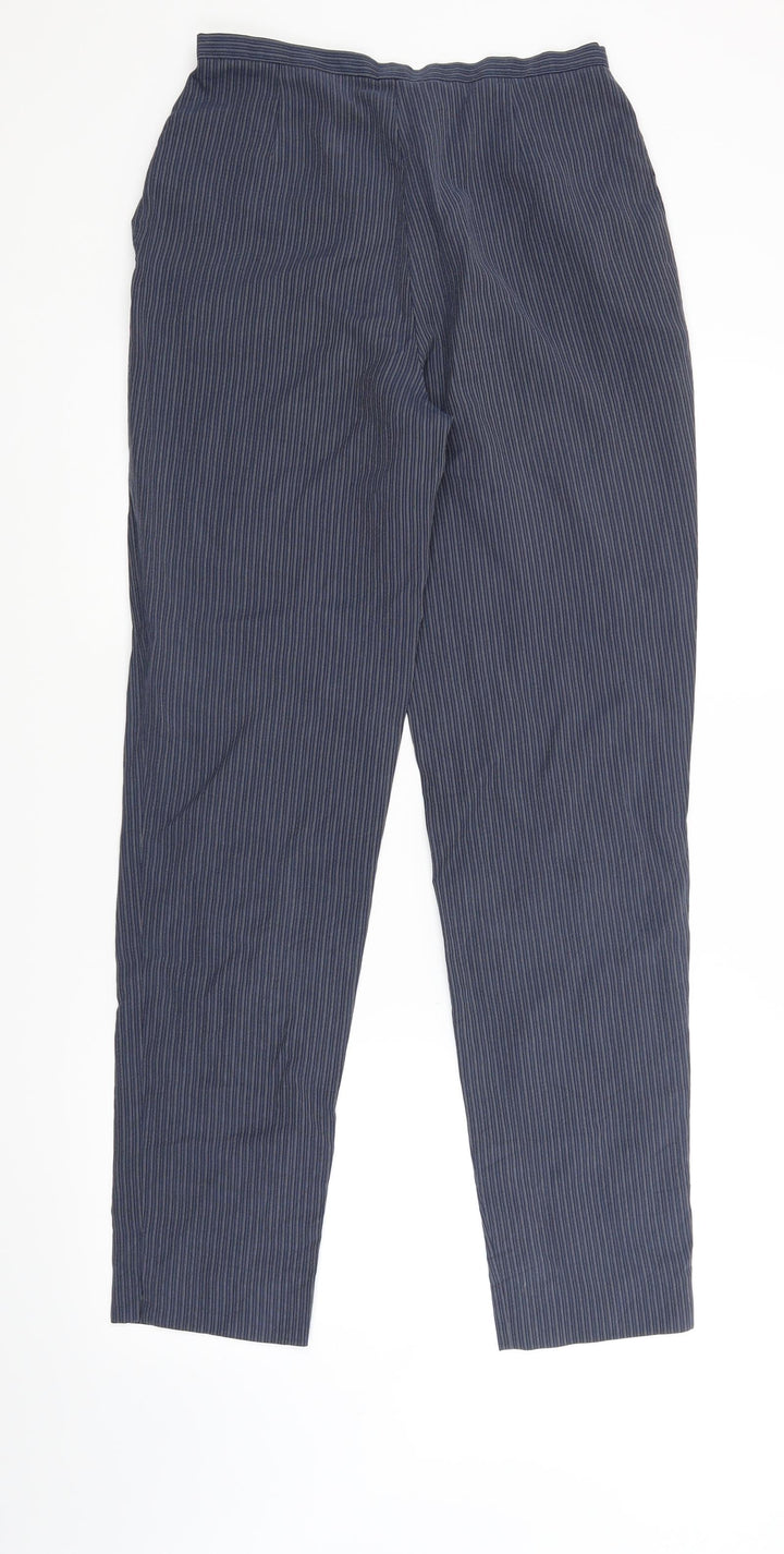 Etam Womens Blue Striped Trousers Size 10 L27 in