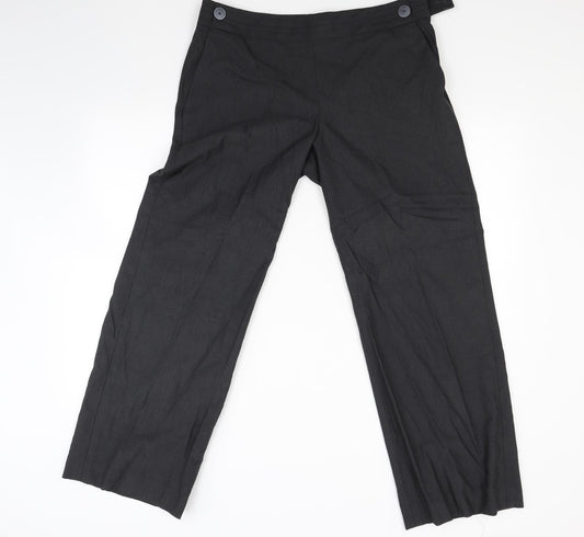 Front view of NEXT women’s grey trousers, size UK 14, 28-inch leg