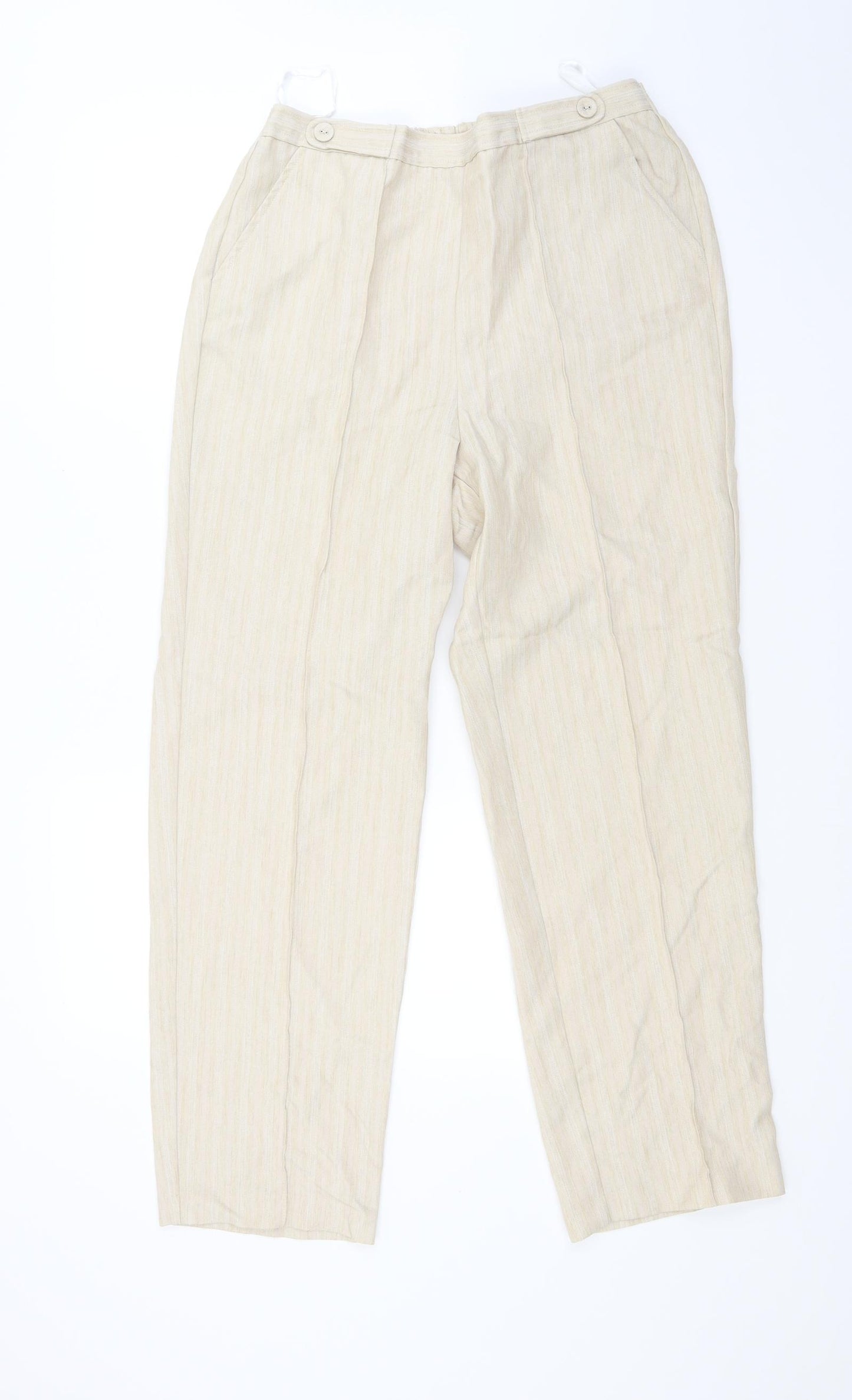 BM Womens Beige Striped  Trousers  Size 12 L27 in