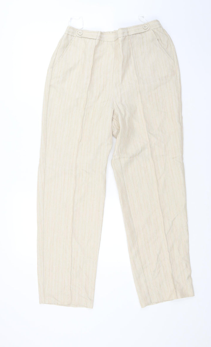 BM Womens Beige Striped Trousers Size 12 L27 in