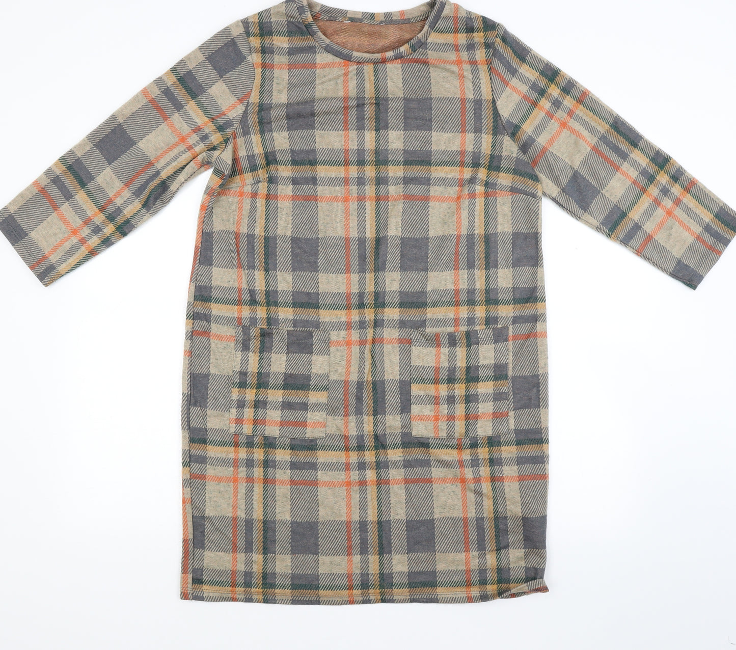 TU Womens Brown Check Knit Jumper Dress  Size 14
