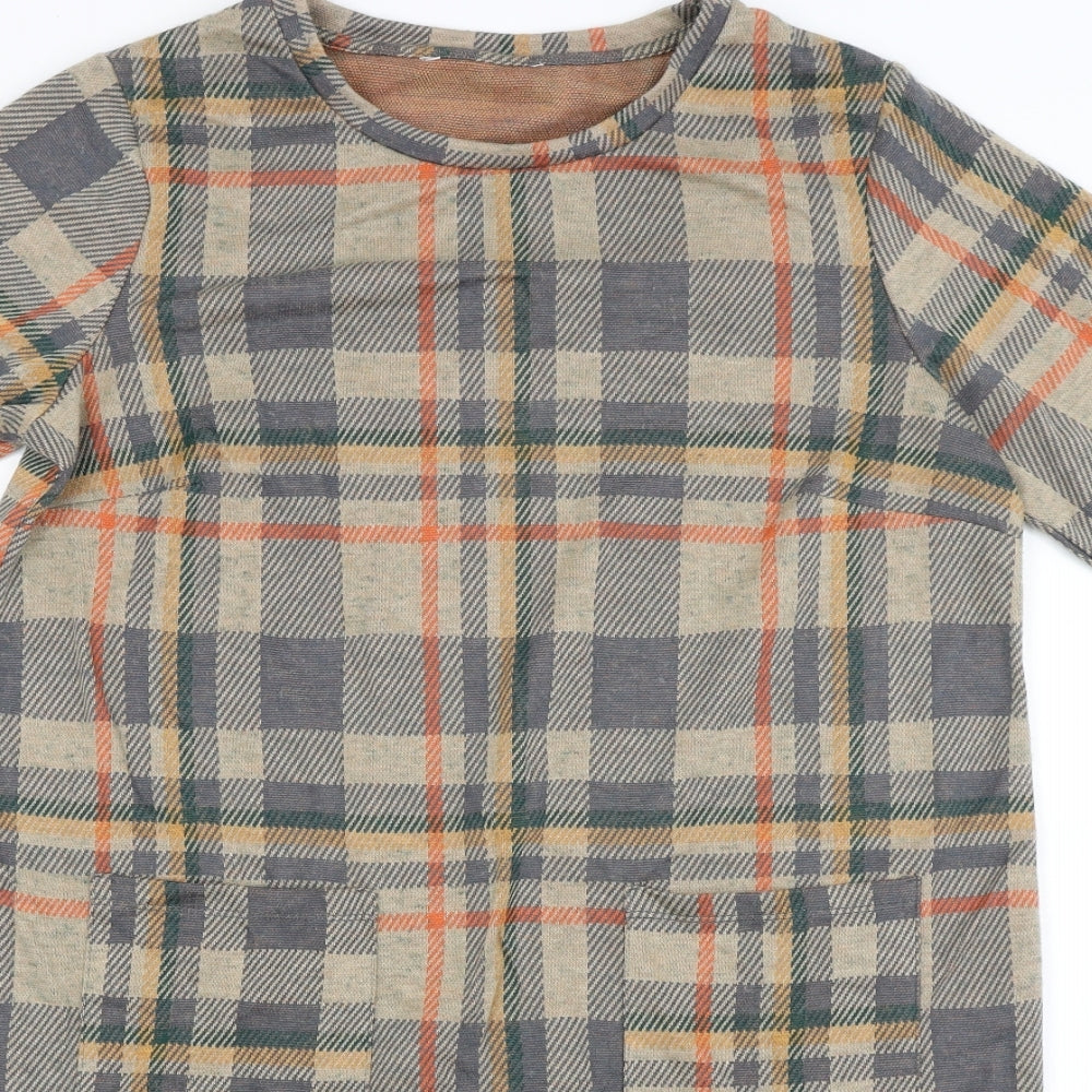 TU Womens Brown Check Knit Jumper Dress  Size 14