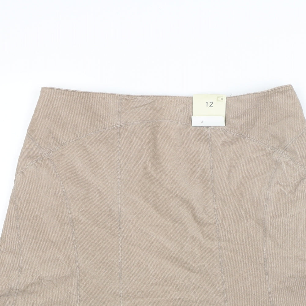 Cherokee Womens Beige  Corduroy Flare Skirt Size 12