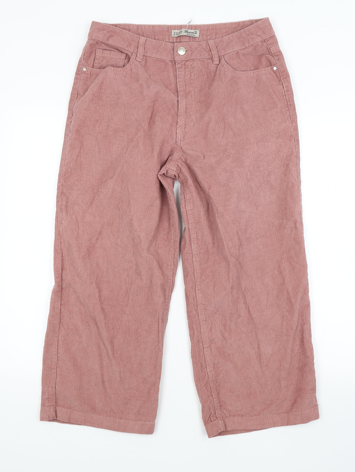 Primark Womens Red  Corduroy Cropped Jeans Size 14 L22.5 in