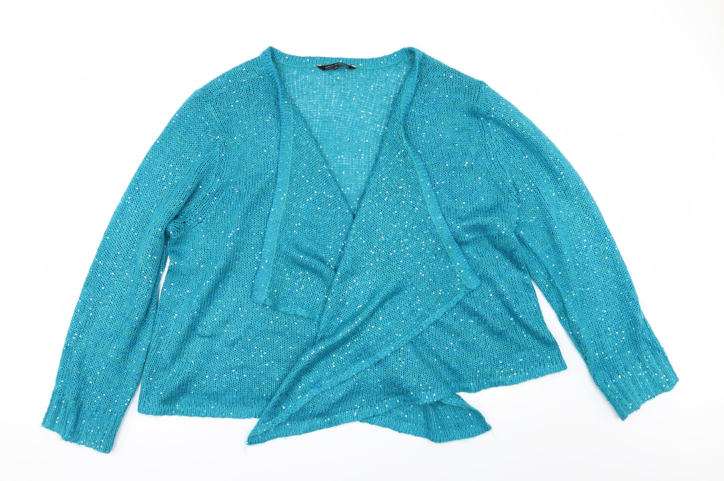 M&Co Womens Blue   Cardigan Jumper Size 28  - SEQUIN