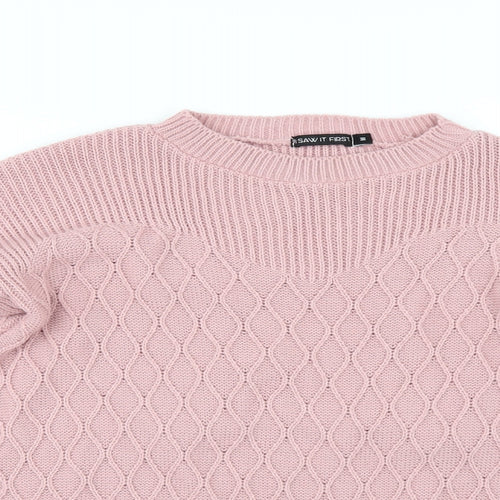 I SAW IT FIRST Womens Pink   Pullover Jumper Size M  - side slit