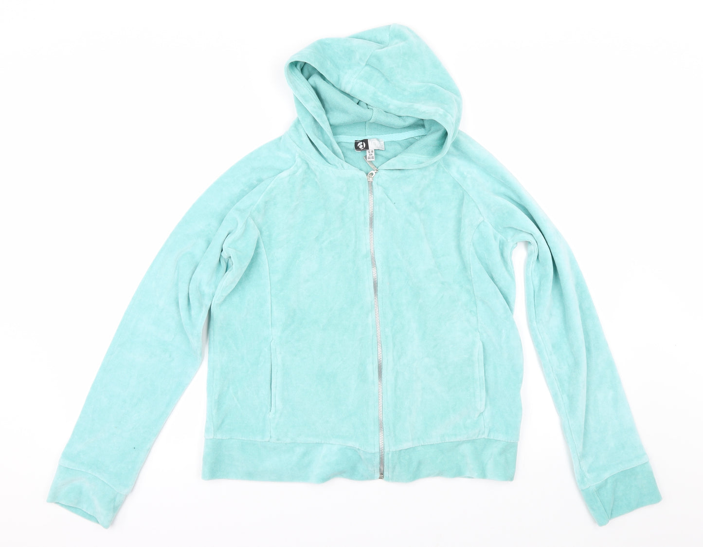 Active Womens Green  Velour Full Zip Hoodie Size 18