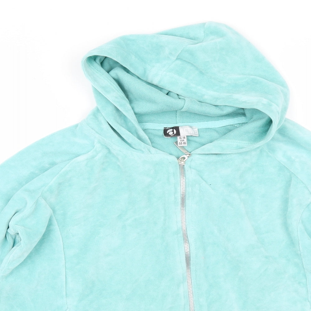 Active Womens Green  Velour Full Zip Hoodie Size 18