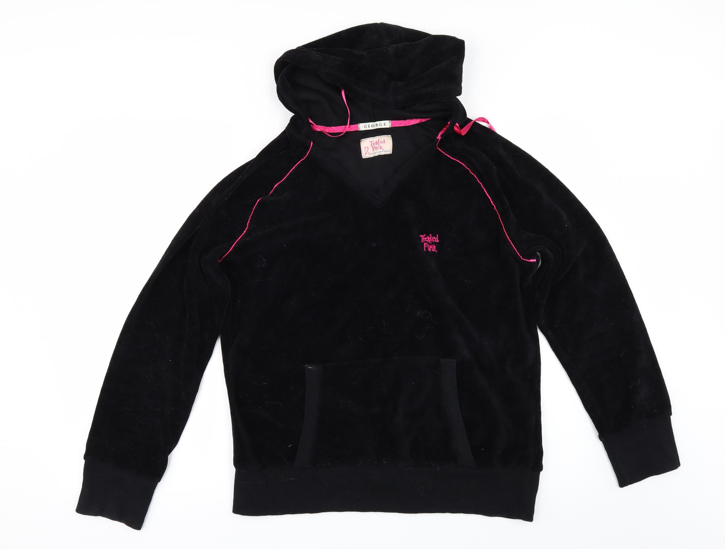 George Womens Black  Velour Pullover Hoodie Size 16  - Tickled Pink
