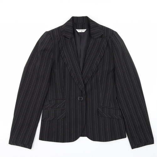 Select Womens Black Striped  Jacket Suit Jacket Size 12