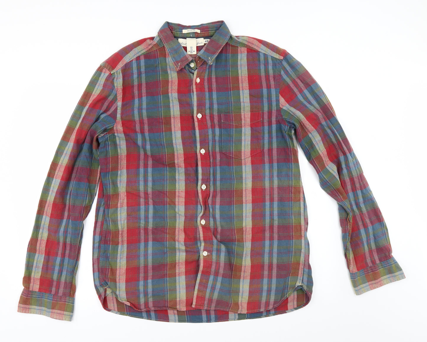 H&M Mens Multicoloured Check   Button-Up Size L
