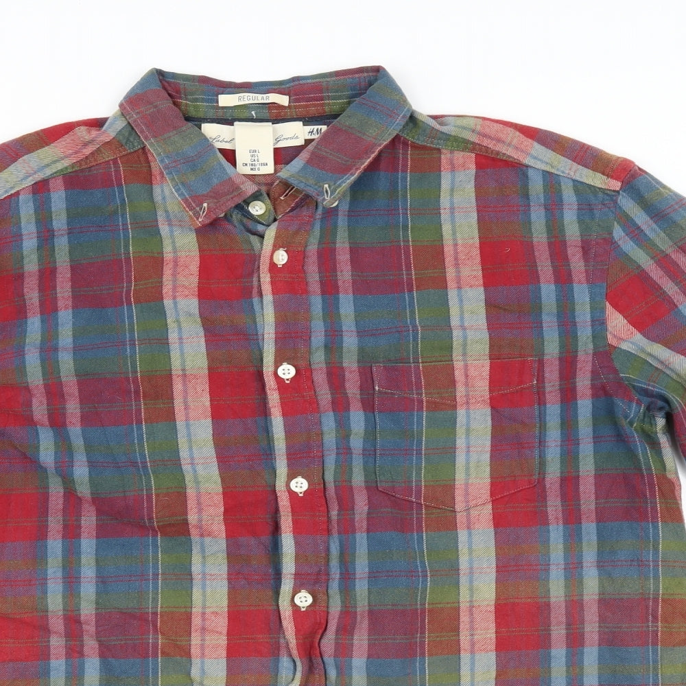 H&M Mens Multicoloured Check   Button-Up Size L
