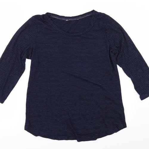 Preworn Womens Blue Striped  Basic T-Shirt Size 12