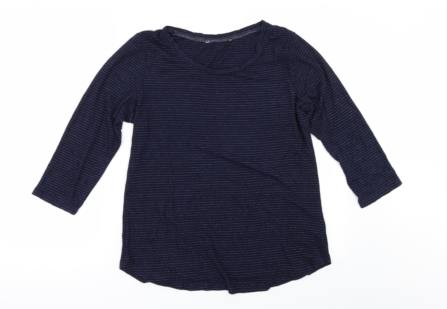 Preworn Womens Blue Striped  Basic T-Shirt Size 12