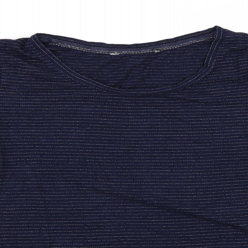 Preworn Womens Blue Striped  Basic T-Shirt Size 12