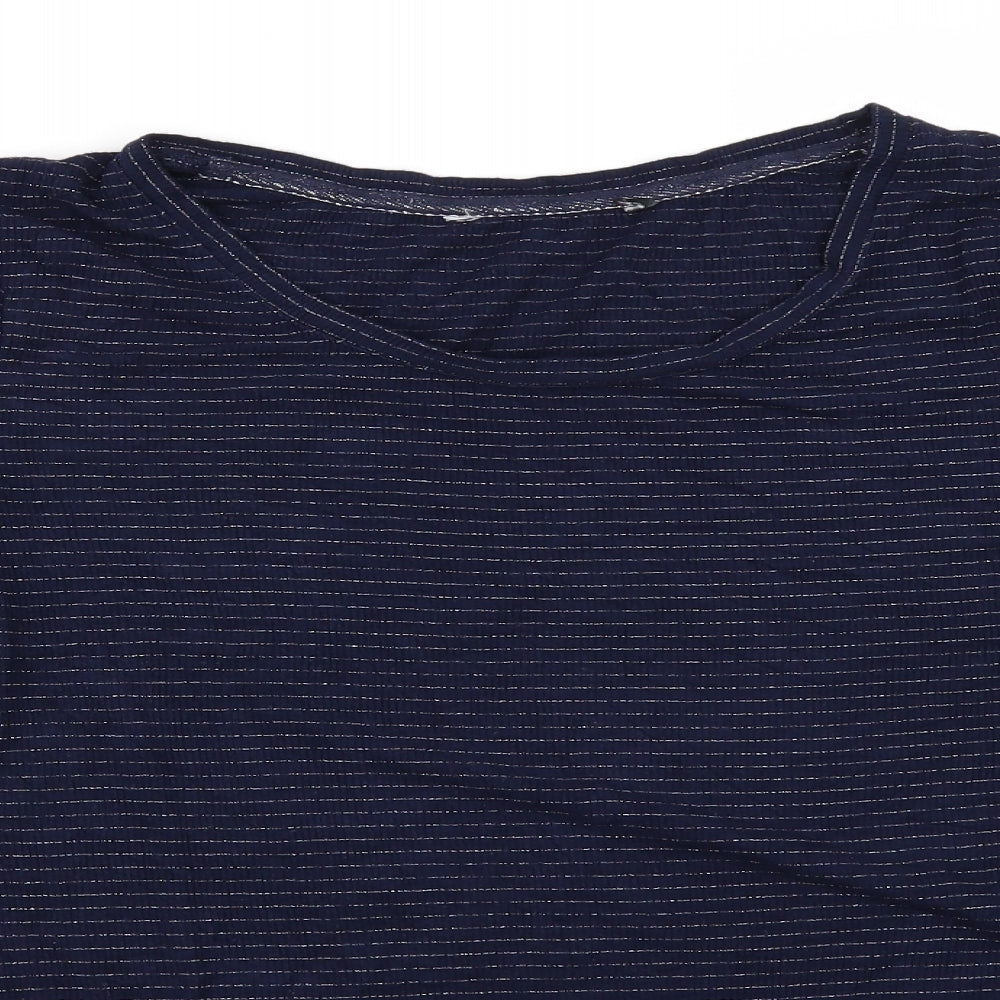 Preworn Womens Blue Striped  Basic T-Shirt Size 12