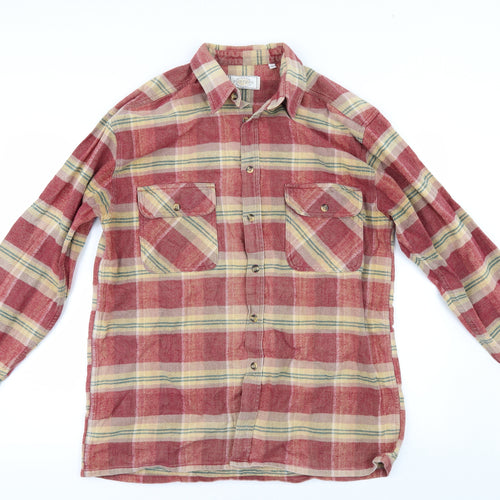Foster's Mens Red Check   Button-Up Size L